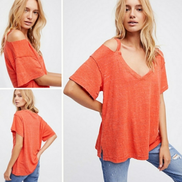 🎀Host Pick🎀FREE PEOPLE Orange Surf's Up Tee - Picture 3 of 7